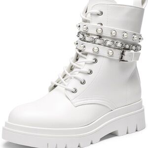 Dream Pairs White Studded Combat Boots